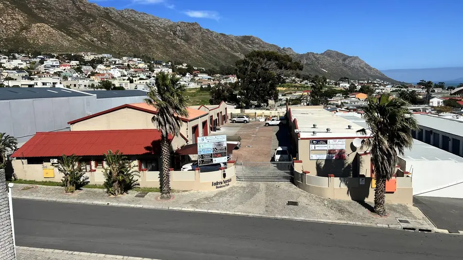 Andrew Norman Business Park seen from above, with the mountains behind