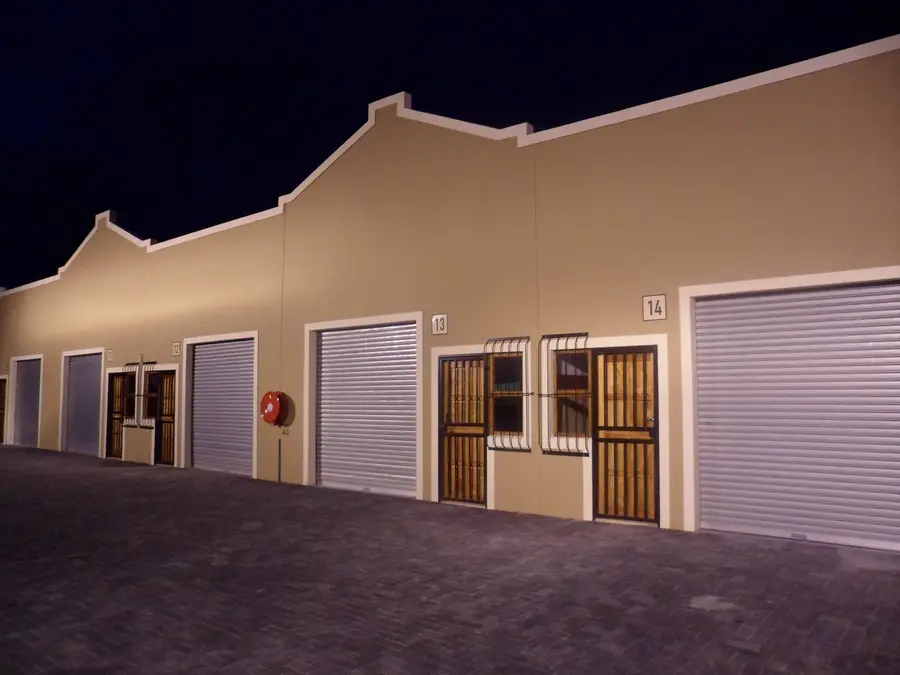 Viking Business Park units lit up at night